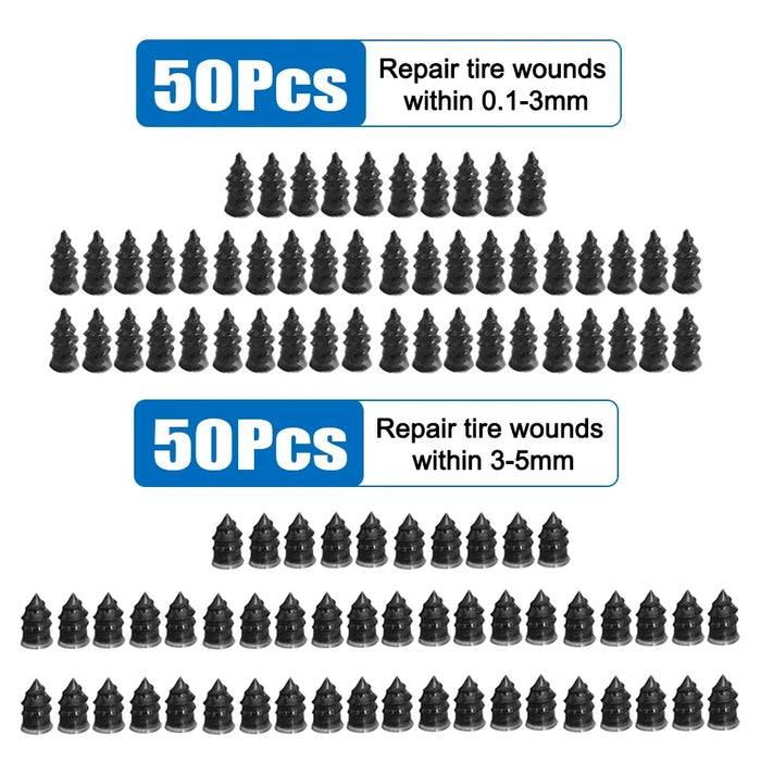 Tire Repair Nails Set for Cars, Motorcycles, Scooters, and Bikes - Rubber and Metal Puncture Fixing Tools