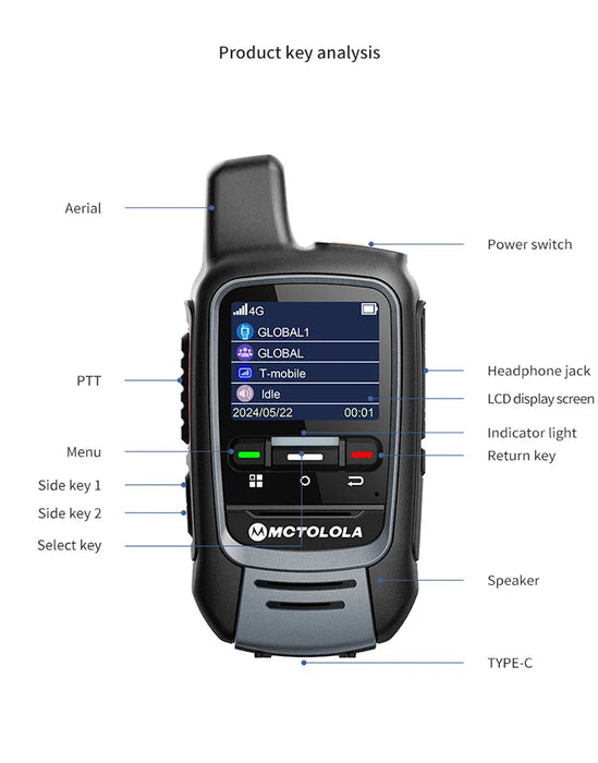 MOTOLOLA Global -4G POC walkie talkie, 5000 kilometers remote walkie talkie, global police civilian fleet walkie talkie (free)