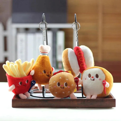 Hamburg Hot Dog Fries Bread Drumsticks Plush Pendant Keychain Creative Cartoon Bag Decoration Car Key Accessories For Girl Gift Hamburg Hot Dog Plush Keychain - Cute Cartoon Bag Decoration  AliExpress Lacatang Shop 