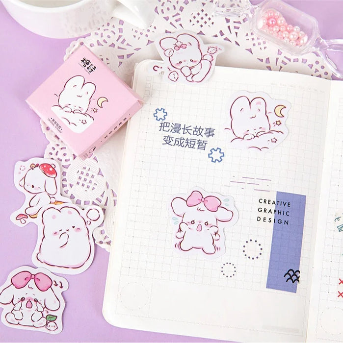 45-Piece Cute Rabbit Kawaii Sticker Set for Planners and Scrapbooking - Adorable Daily Decorations 45Piece Cute Rabbit Kawaii Sticker Set for Planners and Scrapbooking   Lacatang Shop Lacatang Shop 