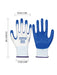 Displayed are two AliExpress Non-slip Wear-resistant Breathable Nitrile Gloves from a set of three pairs. One glove showcases the palm side with blue coating for an anti-slip grip, while the other reveals the breathable white fabric back. They are labeled NS18, size 8, and measure 9 cm in width, 7 cm at the wrist, and 23 cm in length. These gloves are reliable for any task.