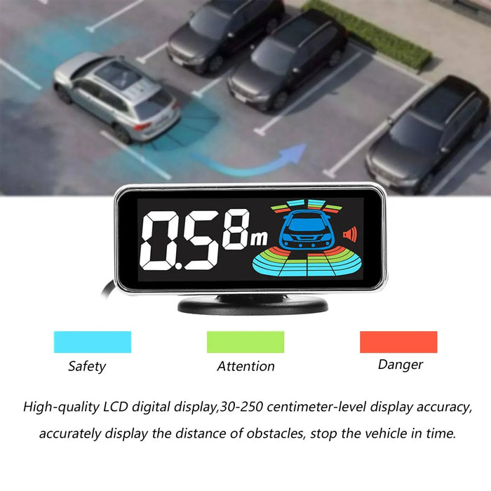 4pcs/8pcs Probes Rear Reversing Radars System LCD Display Car Parking Sensor Distance Detection Sound Warning Buzzer 4/8pcs Car Parking Sensor Radar System with LCD Display & Alerts  Lacatang Shop Lacatang Shop 