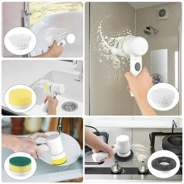 New Electric Spin Scrubber,Bathroom Cleaning Brush Power Scrubber with 5 Replaceable Brush Heads, 5 in 1 Electric Cleaning Brush Electric Spin Scrubber - Effortless Cleaning  Lacatang Shop Lacatang Shop 