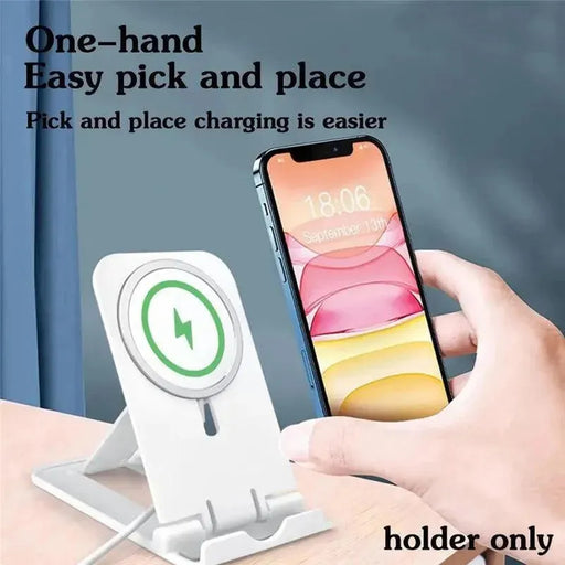 UKGO Folding Stand Holder Cradle for MagSafe Wireless Charger Holder for iPhone15 11 14 Pro Max Portable Desk Mobile Phone Stand MagSafe Charger Stand - Convenient and Portable  Lacatang Shop Lacatang Shop 