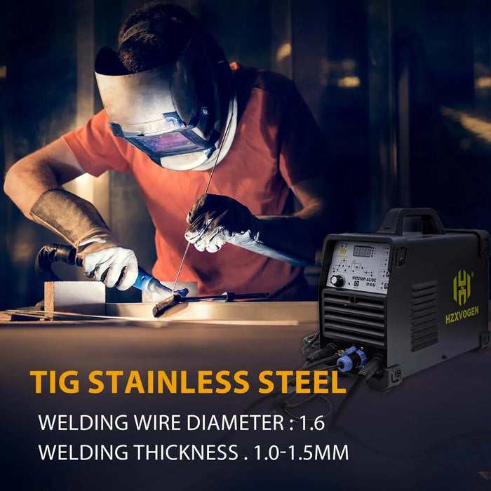 HZXVOGEN 5 in 1 HF TIG AC/DC Aluminum Welding Machine 200A MMA ARC Argon Precise Digital Pulse 2T/4T TIG Inverter Welder