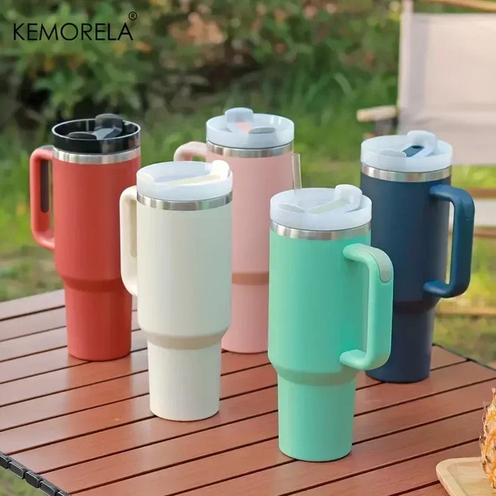 40oz 304 Stainless Steel Insulated Car Cup Cold Hot  Water Bottle Thermal Coffee Mugs Vacuum Flask With Handle Straw For Sport