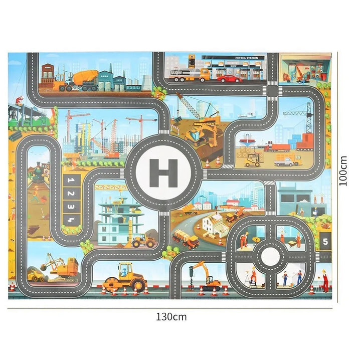 Kids Waterproof Playmat - Portable Dinosaur and Farm Road Activity Carpet for Toddlers, Non-Toxic Educational Crawling Mat