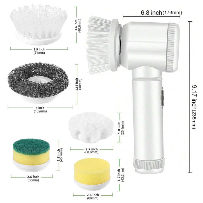 Electric Spin Scrubber Rechargeable with 5Pcs Brush Heads Home Electric Rotary Scrubber Bathtub Tile Professional Cleaning Brush Electric Spin Scrubber - Rechargeable Cleaning Brush  Lacatang Shop Lacatang Shop 