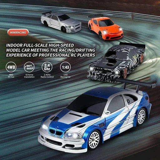 1/43 RC Car Mini Racing Cars 2.4G Radio Control Drift Car 4WD Off-road High-Speed Motor Vehicle Model Toys for Boys Mini Gifts 
Get Revved Up with 1/43 RC Cars: High-Speed 2.4G Off-Road Drift Car for Boys - Perfect Mini Toy!  AliExpress Lacatang Shop 