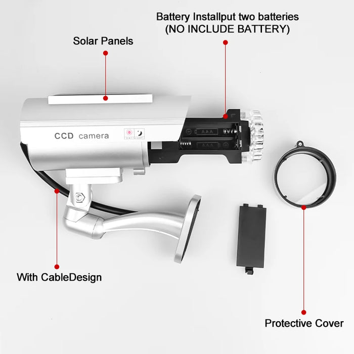 Simulation Solar Camera Fake Camera Outdoor CCTV Surveillance Simulation Fake Camera Waterproof And Safe Home Flashing LED Light