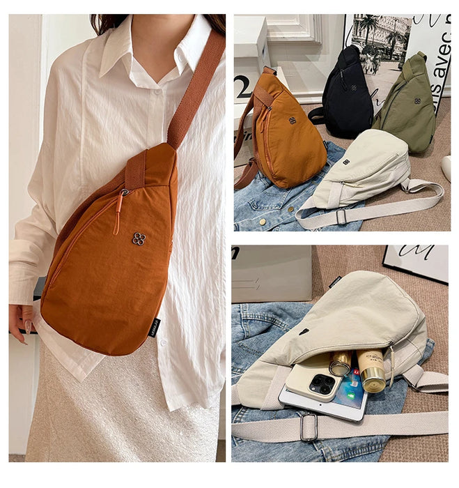 Nylon Zipper 2024 Hot Selling Women's Waist Packs Solid Color Versatile Casual Chest Bag Soft Simple Popular Crossbody Bag