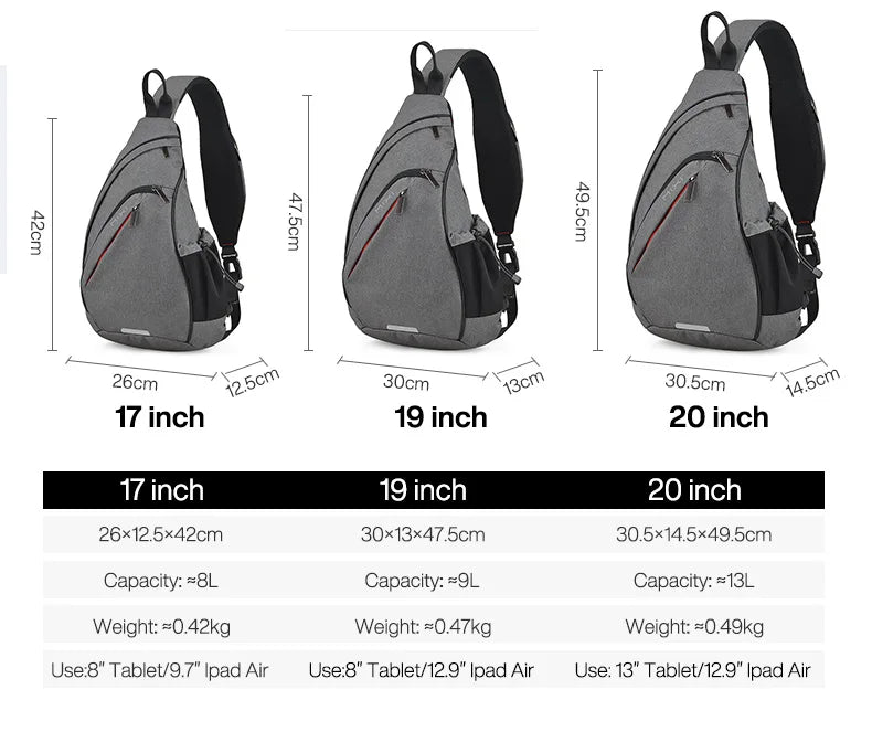 Mixi Men One Shoulder Backpack Women Sling Bag Crossbody USB Boys Cycling Sports Travel Versatile Fashion Student School