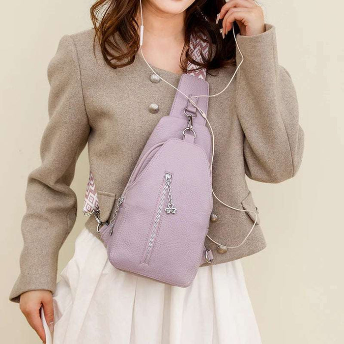 Women's Chest Bags Pure ColorPU leather Female Crossbody Bags Fashion Sports Shoulder Bag Casual Female Sling Waist Chest Pack