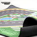 The Lacatang Shop's 1/76 Scale Turbo Racing Rubber Mat offers a realistic track with curves, a pool, and greenery. Ideal for RC mini car racing, it features the "Turbo Racing" branding and a black edge. Available in sizes 160x90cm and 180x80cm.