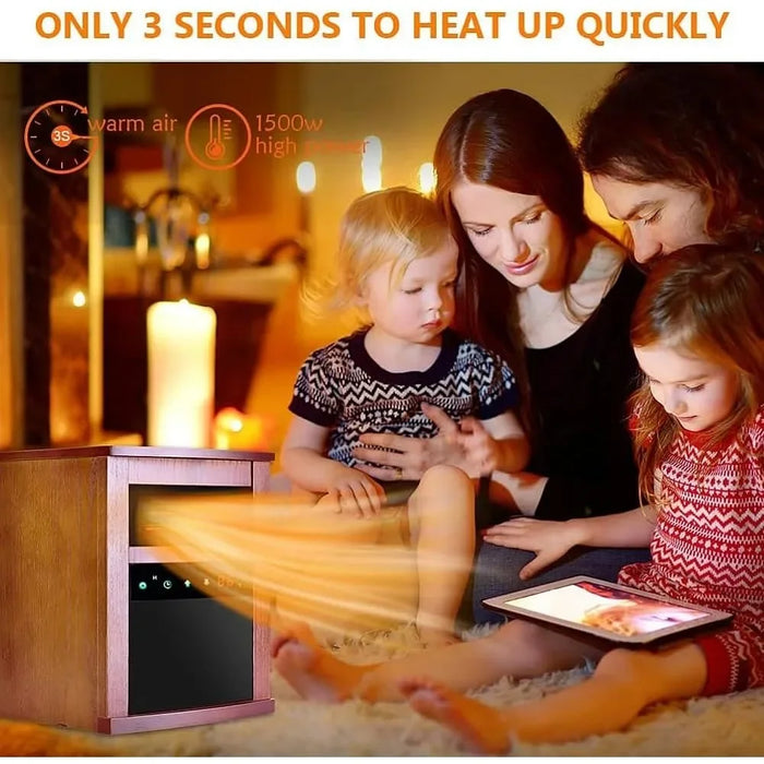 Air Selection Electric Space Heater, 1500W Infrared Heater, with 3 Heating Modes, Thermostat, Remote Control, and 12 Hour Timer