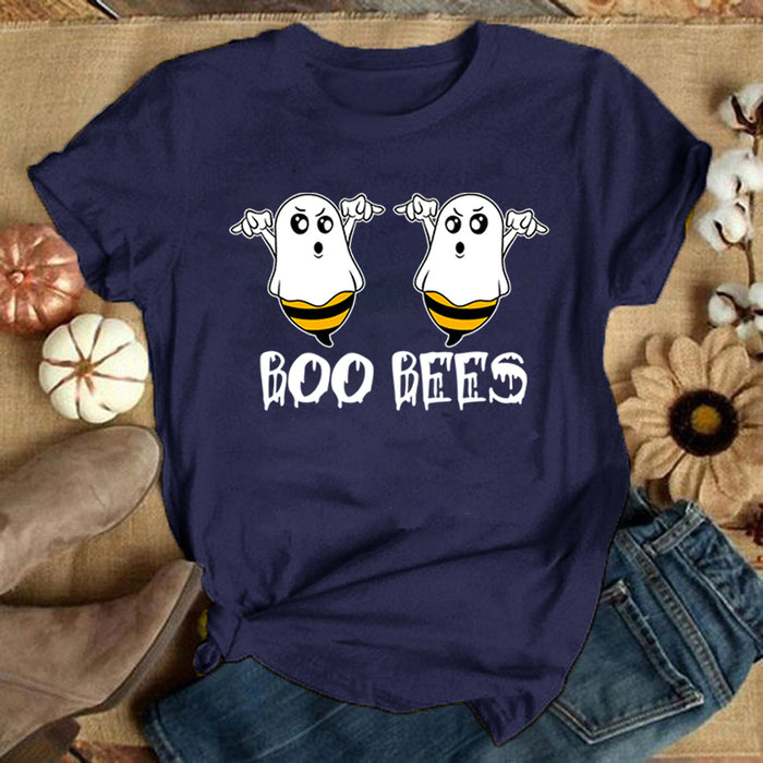 Funny "Boo Bees" Graphic Tee - Casual Summer Short Sleeve Shirt for Women