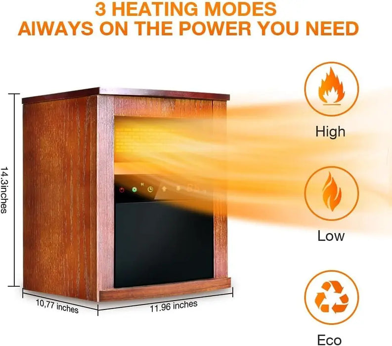 Infrared Heater,1500W Electric Space Heater with Remote, 3 Modes, 12H Timer, Overheat & Tip-Over Protection, Chil Lock, Quiet