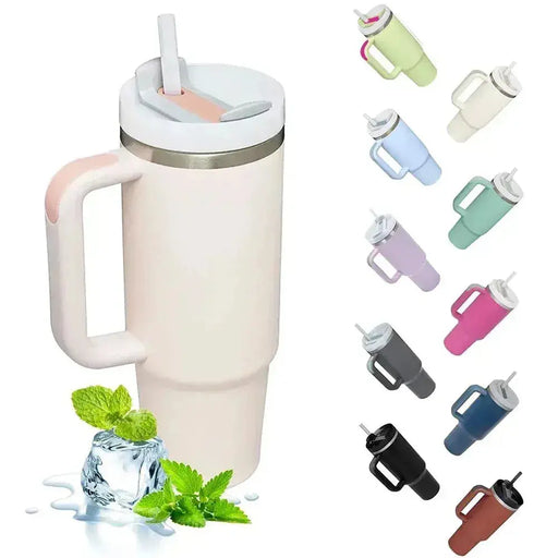 40oz 304 Stainless Steel Insulated Car Cup Cold Hot  Water Bottle Thermal Coffee Mugs Vacuum Flask With Handle Straw For Sport 40oz 304 Stainless Steel Insulated Car Cup Cold Hot  Water Bottle   Lacatang Shop Lacatang Shop 