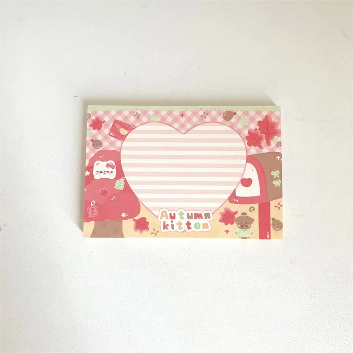 Adorable Cat Memo Pad for Scrapbooking - Kawaii Non-Sticky Notes for School and Diaries