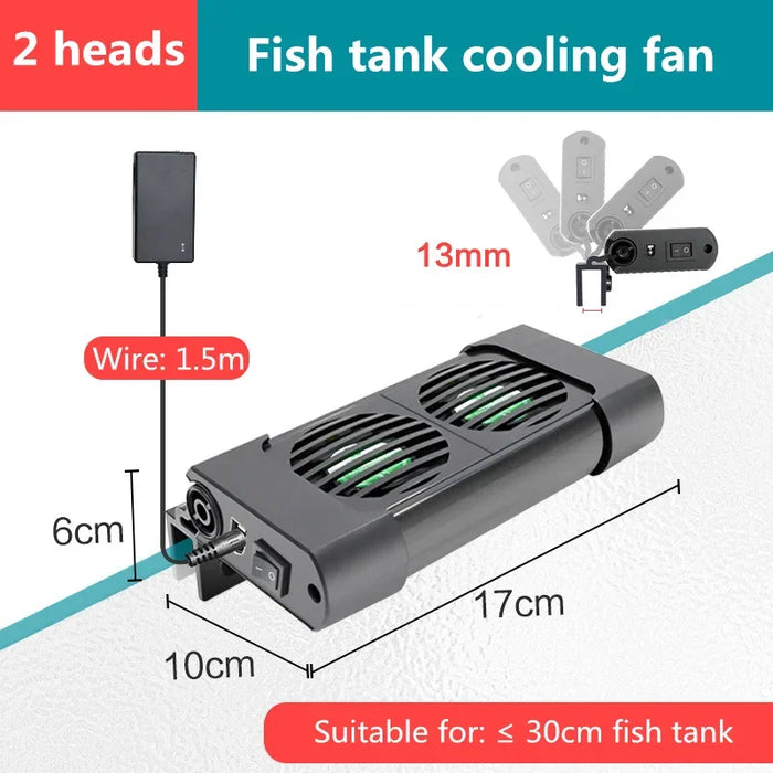 Aquarium Cooling Fan System for Fish Tanks - Adjustable Temperature Control with 2/3/4/5 Fan Options for Marine and Pond Use