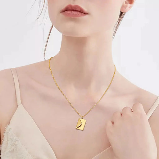 Vnox 2022 New Trendy Envelope Necklaces for Women Girls Jewelry, Gold Color Stainless Steel Email Pendant Collar Keepsake Gifts Lacatang Shop