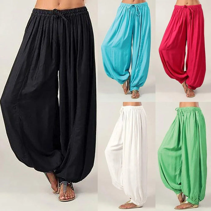 Women Plus Size Cotton Linen Pants Summer Solid Casual Loose Pants High Waist Drawstring Yoga Sports Pants Bottom Sweatpants Women Plus Size Cotton Linen Pants Summer Solid Casual Loose Pants   Lacatang Shop Lacatang Shop 