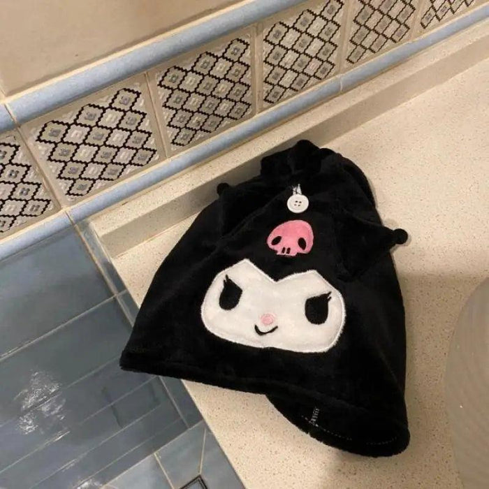 Kawaii Sanrio Hair Drying Cap Kuromi Accessories Cartoon Cute Anime Water Absorbent Easy To Dry Wrap Head Towel Toys Girls Gift - Lacatang Shop