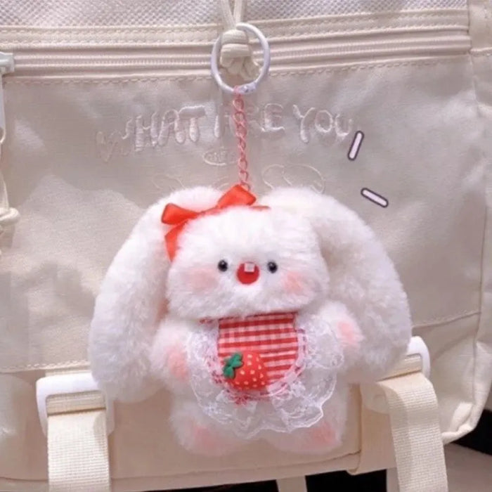 Cartoon Plush Rabbit Furry Keychain Carkey Pendant Women Purse Decorations Gift