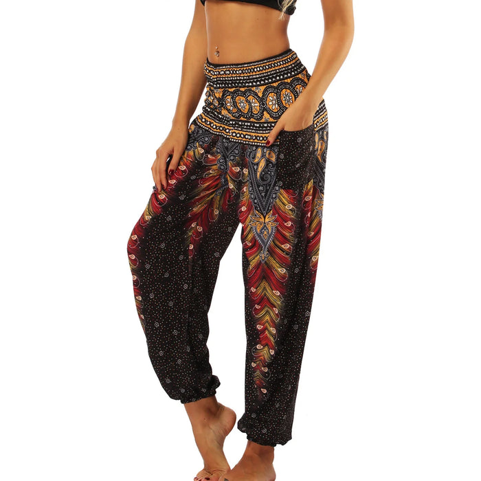 High Waist Bloomer Pants Relaxed Fit Jogger Harem Pants Thai Pants for Beach & Lounge Yoga Boho Clothes Loose Pants