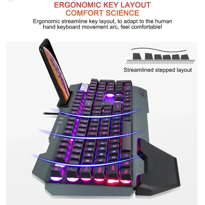 2024 618 teclado PRO Gaming Keyboard RGB LED Backlight Plug And Play White/Black Keyboard Ergonomic Design Waterproof Keycaps 2024 618 PRO Gaming Keyboard RGB LED, Waterproof, Ergonomic Design  Lacatang Shop Lacatang Shop 