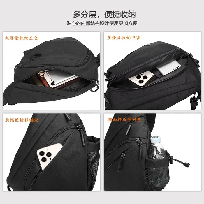 New Men's Waterproof Chest Bag, Young People's Crossbody Bag, Large Capacity Multifunctional Sports and Leisure Travel Bag