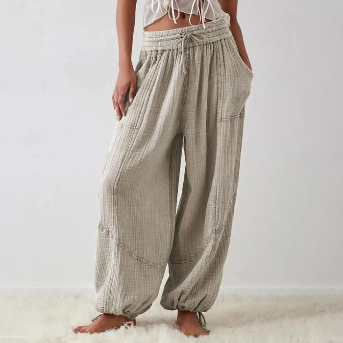 Women's Pants Harem Pants Wide-leg Trousers Drawstring Elastic Waistband Loose With Pocket Women's Pants Harem Pants Wide-leg Trousers Drawstring Elastic   Lacatang Shop Lacatang Shop 