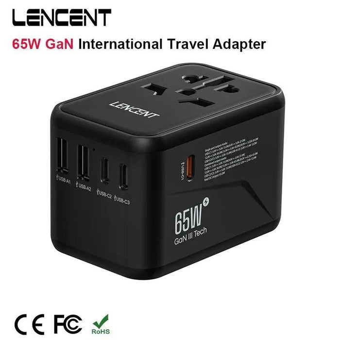 LENCENT 65W/100W GaN International Travel Adapter with 2USB 3 Type C LENCENT 65W/100W GaN International Travel Adapter with 2USB 3 Type C -  Other AliExpress Lacatang Shop 