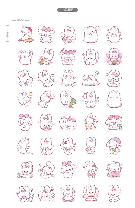 45-Piece Cute Rabbit Kawaii Sticker Set for Planners and Scrapbooking - Adorable Daily Decorations