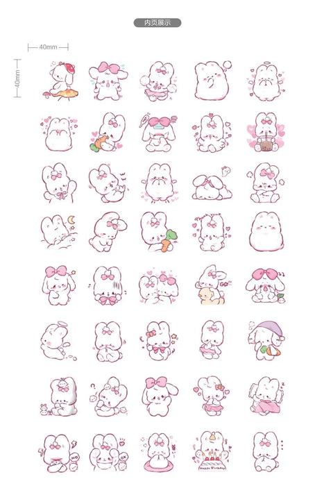 45-Piece Cute Rabbit Kawaii Sticker Set for Planners and Scrapbooking - Adorable Daily Decorations 45Piece Cute Rabbit Kawaii Sticker Set for Planners and Scrapbooking   Lacatang Shop Lacatang Shop 