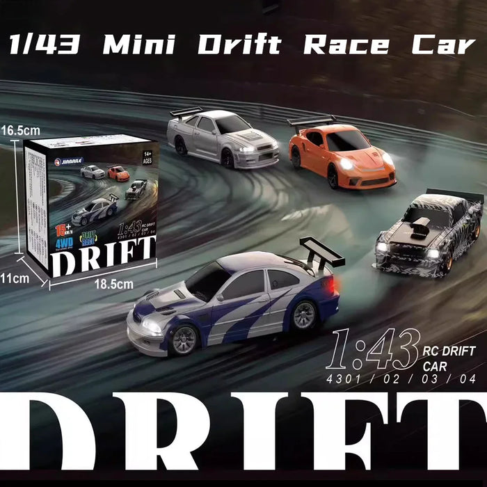 1/43 Scale 4WD High-Speed RC Drift Car - Remote Control Mini Racing Toy for Boys