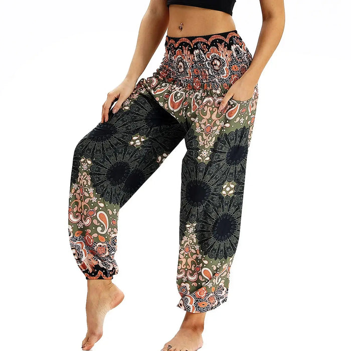 Women's Clothing Harem Pants, Bohemian Yoga Pants,Flowy Trouser Yoga Boho Hippie Clothes Pilates Pants with Pocket