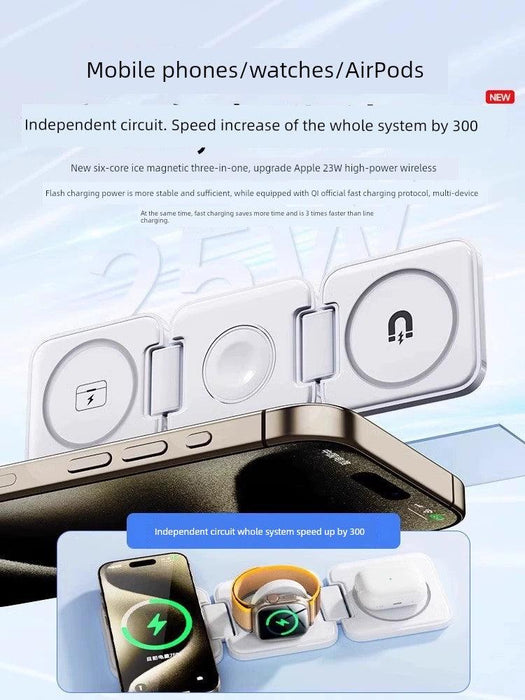 Three-in-One Magnetic Foldable Fast Charging Base Bracket Apple Magnetic Foldable Fast Charging Base  AliExpress Lacatang Shop 