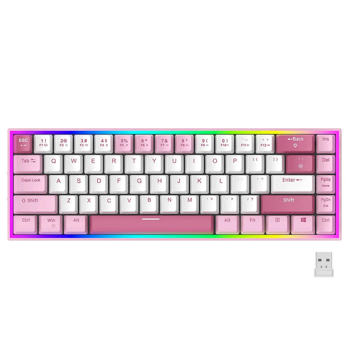 68 Keys Hot Swappable Transparent Gaming Keyboard RGB Backlit Outemu Gateron Cherry Axis Red Switch Wireless Mechanical Keyboard