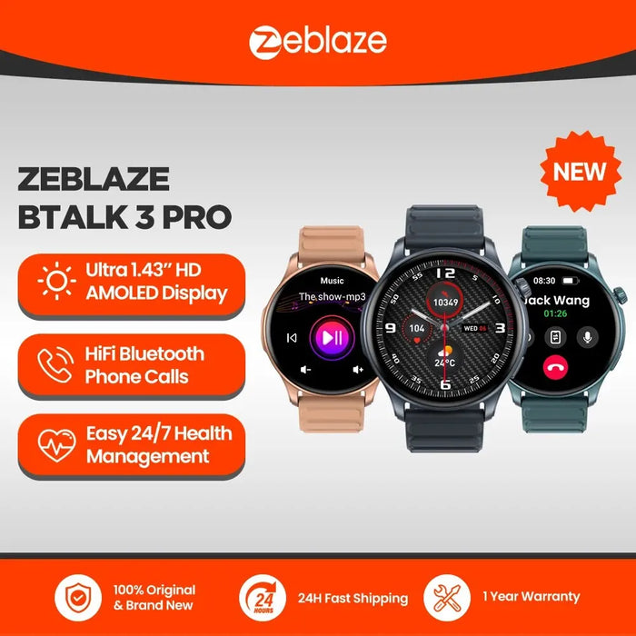 New Zeblaze Btalk 3 PRO Smart Watch 1.43" AMOLED Display Bluetooth - Lacatang Shop