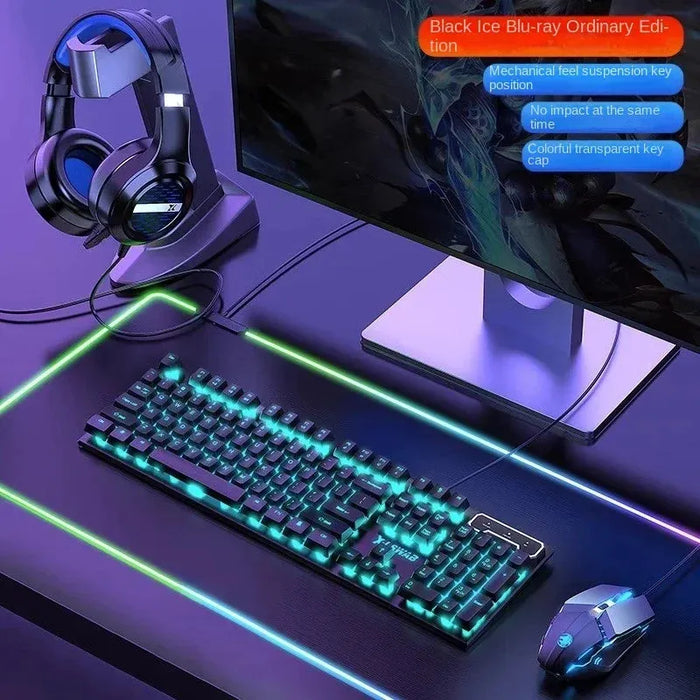 Three-piece Keyboard and Mouse Headset 75 Transparent  Mechanical Keyboard Gaming Wired Keyboard RGB Hotswap Gamer Accessories