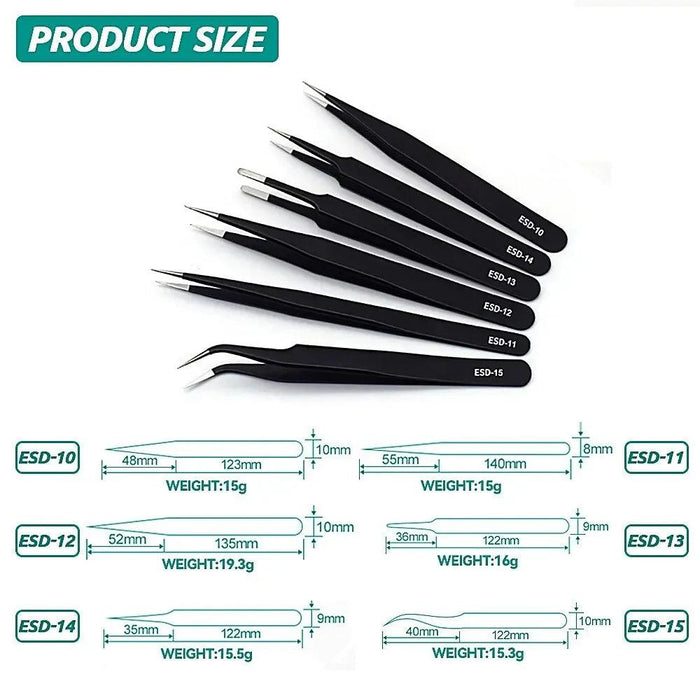 ESD Anti-Static Stainless Steel Tweezers Precision Maintenance ESD Anti-Static Stainless Steel Tweezers Precision Maintenance -  Other AliExpress Lacatang Shop 