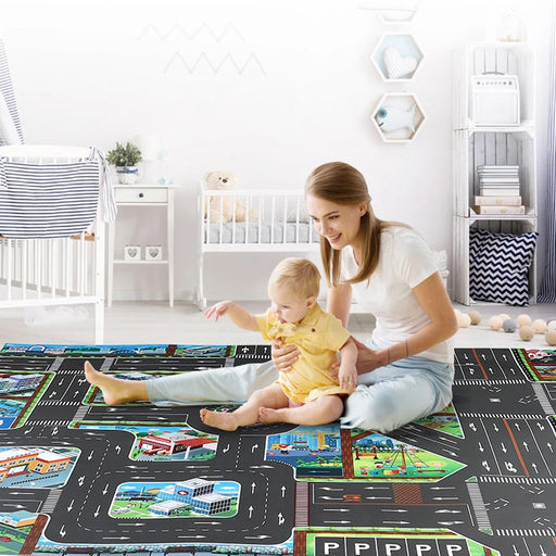 Colorful Cartoon City Traffic Play Mat with Toy Cars for Kids - Educational Baby Rug for Christmas and Birthday Gifts Colorful Cartoon City Traffic Play Mat with Toy Cars for Kids -   Lacatang Shop Lacatang Shop 