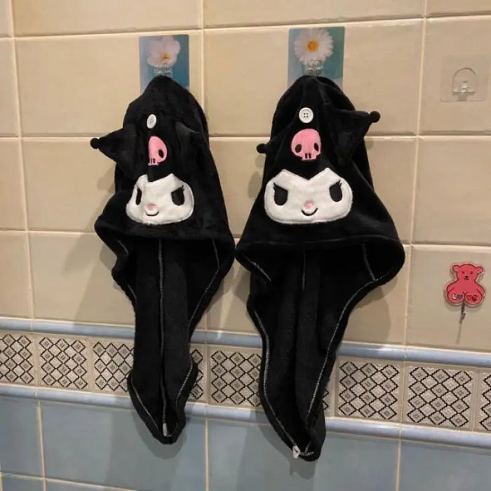 Kawaii Kuromi Plush Hair Drying Cap - Cute Anime Water Absorbent Head Towel for Girls Gift Kawaii Kuromi Plush Hair Drying Cap - Cute Anime Water Absorbent Head   Lacatang Shop Lacatang Shop 