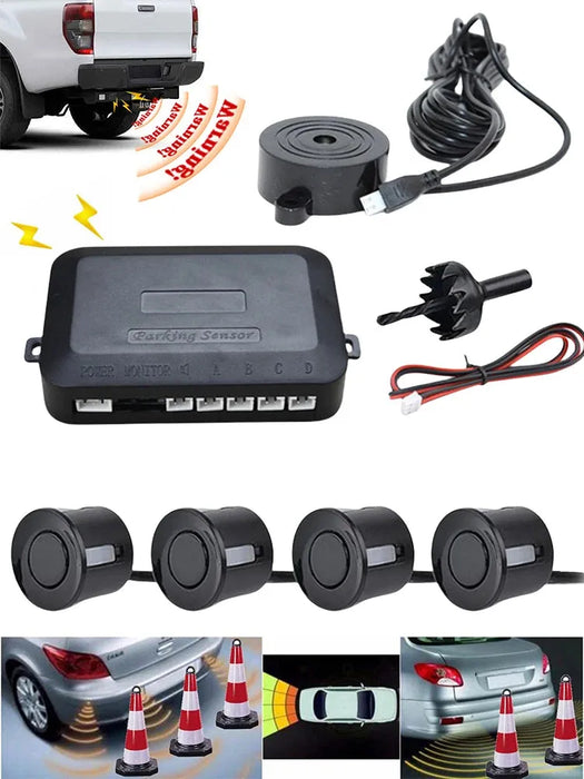 Sound Alarm Indicator 12V Reverse Backup Radar Sound Alert Car Reverse Backup Rear Radar System Sound Alarm Safety Kit 12V Reverse Radar Sound Alarm Kit for Car Safety - Backup Alert System  Lacatang Shop Lacatang Shop 