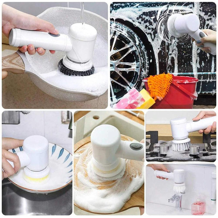 Electric Spin Scrubber Rechargeable with 5Pcs Brush Heads Home Electric Rotary Scrubber Bathtub Tile Professional Cleaning Brush Electric Spin Scrubber - Rechargeable Cleaning Brush  Lacatang Shop Lacatang Shop 