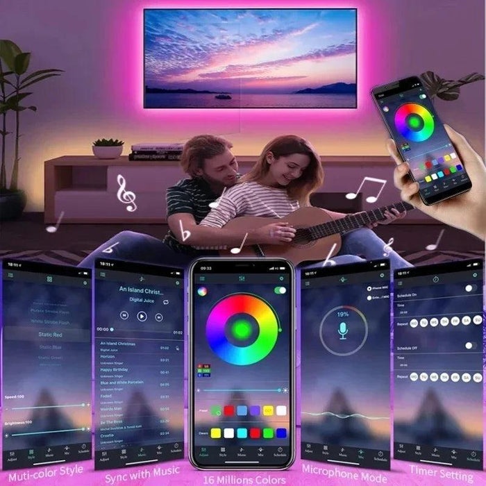 RGB 5050 LED Strip Light Remote App Control TV Led Backlight Flexible Ribbon Tape USB 5V Led Light for PC Gaming Room Decoration RGB 5050 LED Strip Light Remote App Control TV Led Backlight Flexible   Lacatang Shop Lacatang Shop 