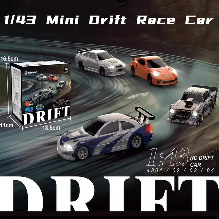 High-Speed 2.4G 1/43 Scale 4WD RC Drift Car with Remote Control - Mini Racing Model Toy for Boys