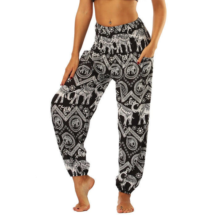 High Waist Bloomer Pants Relaxed Fit Jogger Harem Pants Thai Pants for Beach & Lounge Yoga Boho Clothes Loose Pants