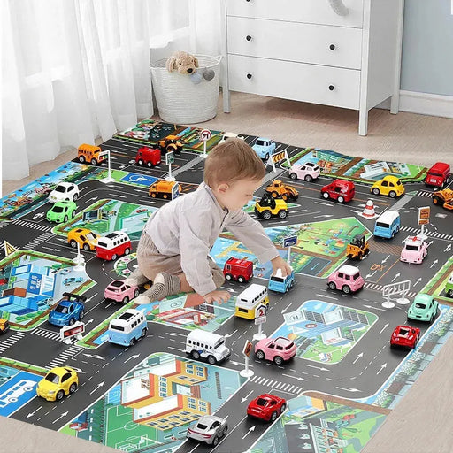 Colorful Cartoon City Traffic Play Mat with Toy Cars for Kids - Educational Baby Rug for Christmas and Birthday Gifts Colorful Cartoon City Traffic Play Mat with Toy Cars for Kids -   Lacatang Shop Lacatang Shop 